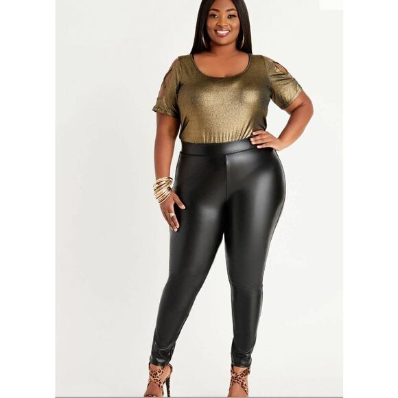 Ashley Stewart Faux Leather Leggings - Picture 1 of 5